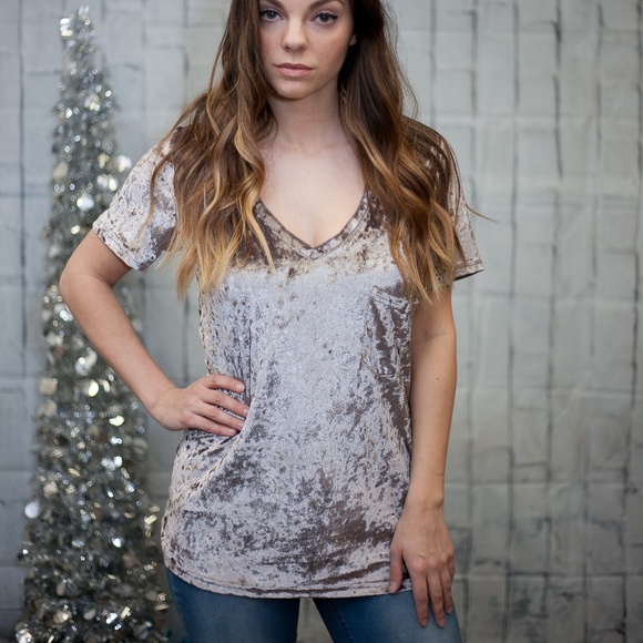 Kyoot Klothing Tops - Crushed Velvet V Neck